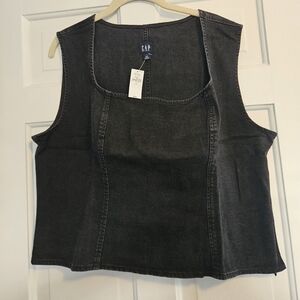 GAP Women's Black Denim Fitted Top